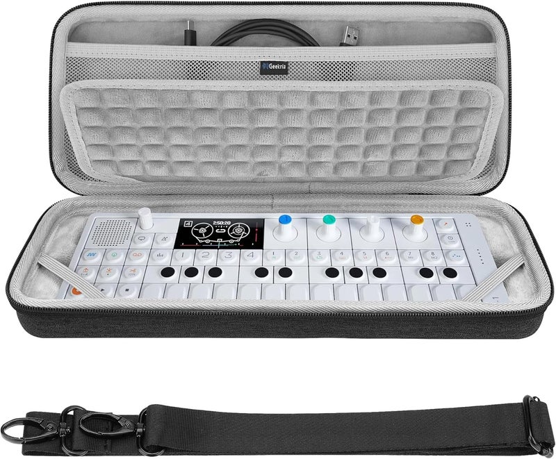 Geekria حقيبة سفر صلبة متوافقة مع جهاز السنتيساير المحمول Teenage Engineering OP-1 Field/OP-1/ OP-XY، حقيبة حمل عينة الصوت (رمادي داكن) - Image 1